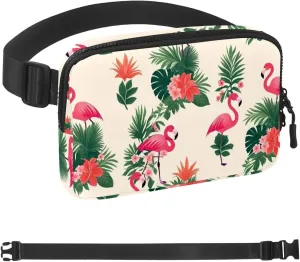 Flamingo Leaves-493 Crossbody Fanny Pack for Men&Women,Belt Bag for Travel Casual Walking Running Hiking Cycling