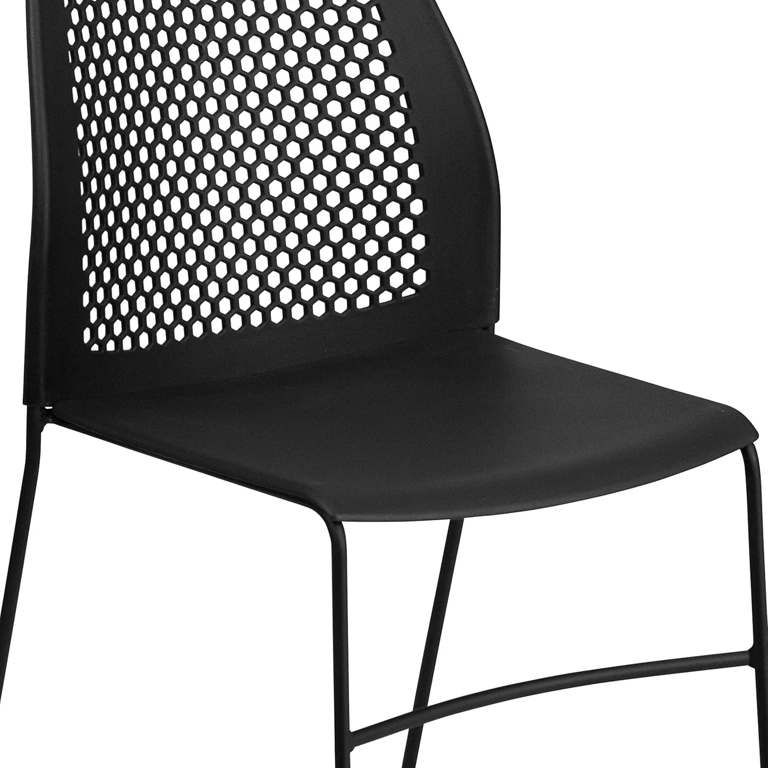 Flash Furniture Hercules Series Contoured Lobby Chairs with Air-Vent Honeycomb Backs, Ergonomic Stacking Chairs for Offices, Set of 5, Black