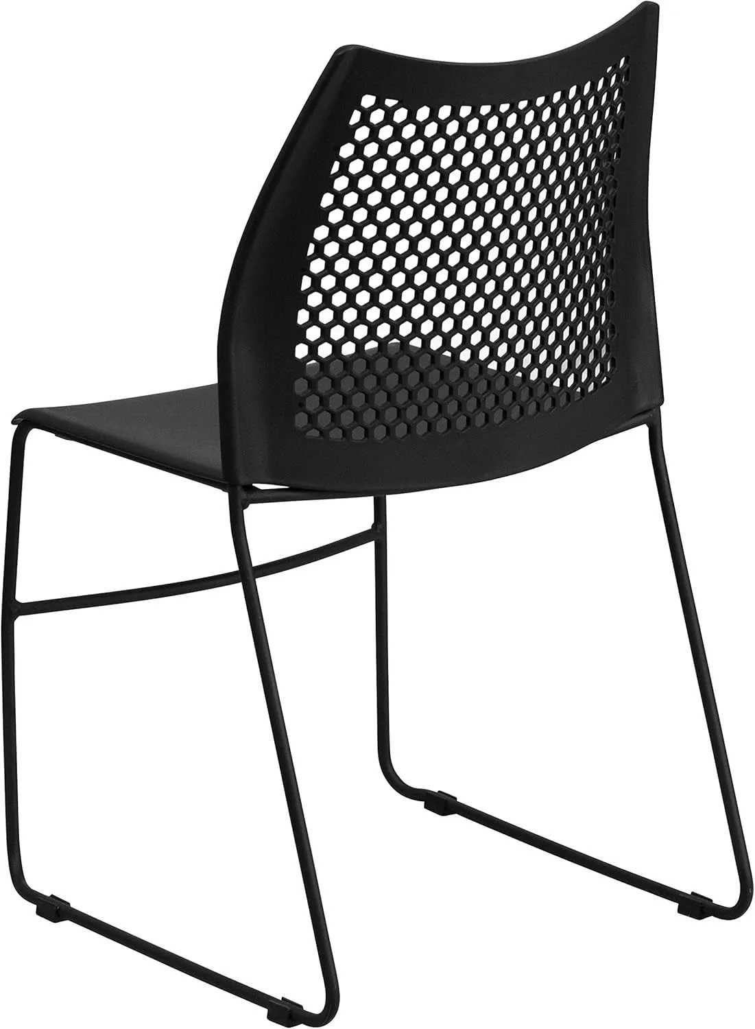 Flash Furniture Hercules Series Contoured Lobby Chairs with Air-Vent Honeycomb Backs, Ergonomic Stacking Chairs for Offices, Set of 5, Black