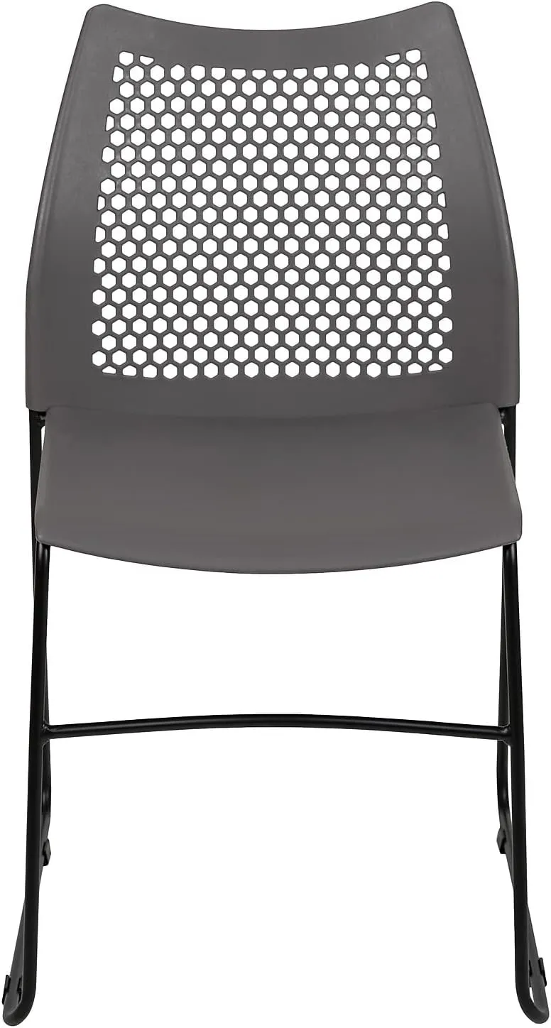 Flash Furniture Hercules Series Contoured Lobby Chairs with Air-Vent Honeycomb Backs, Ergonomic Stacking Chairs for Offices, Set of 5, Gray