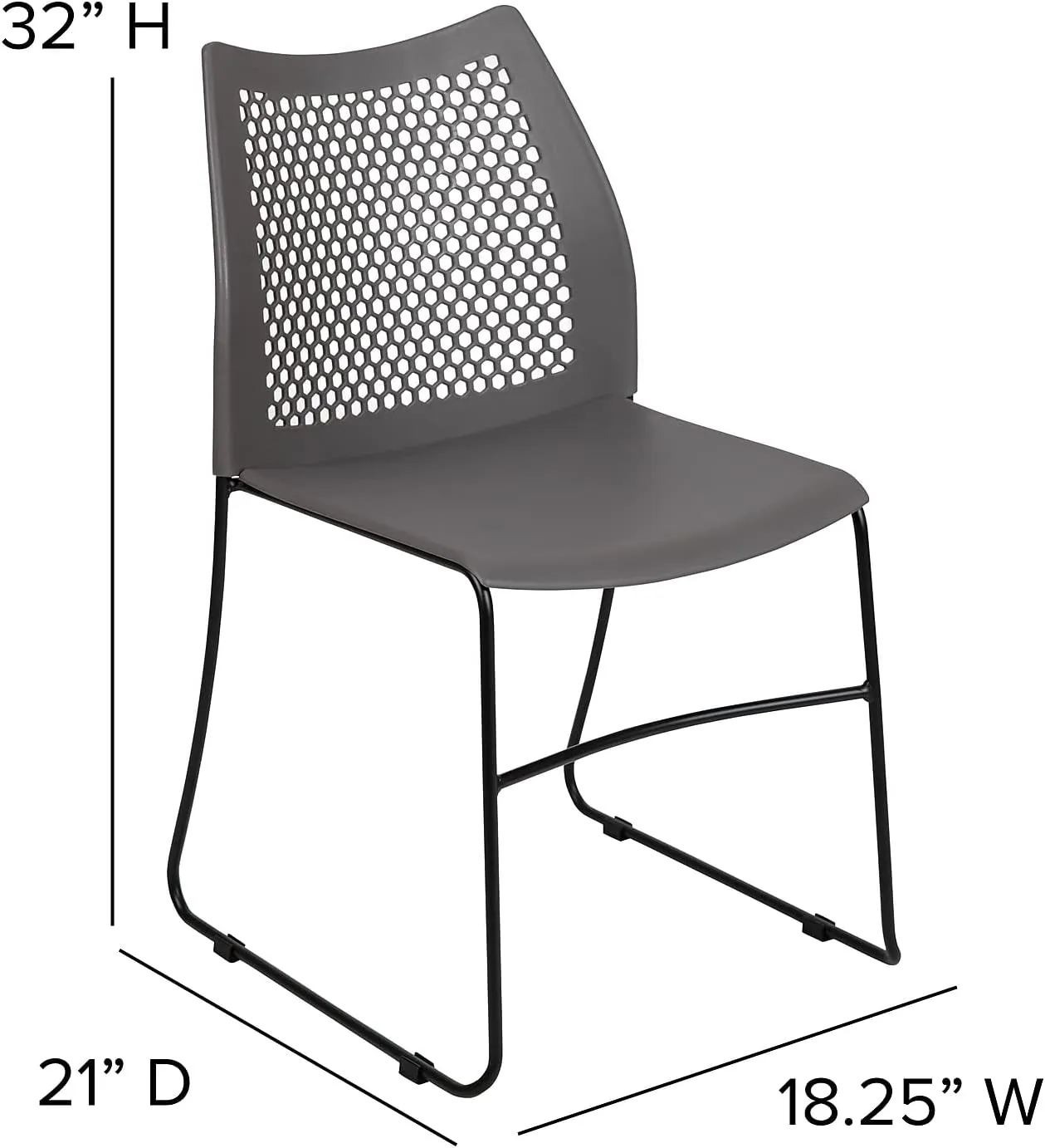 Flash Furniture Hercules Series Contoured Lobby Chairs with Air-Vent Honeycomb Backs, Ergonomic Stacking Chairs for Offices, Set of 5, Gray