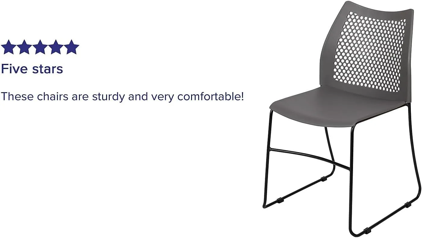 Flash Furniture Hercules Series Contoured Lobby Chairs with Air-Vent Honeycomb Backs, Ergonomic Stacking Chairs for Offices, Set of 5, Gray