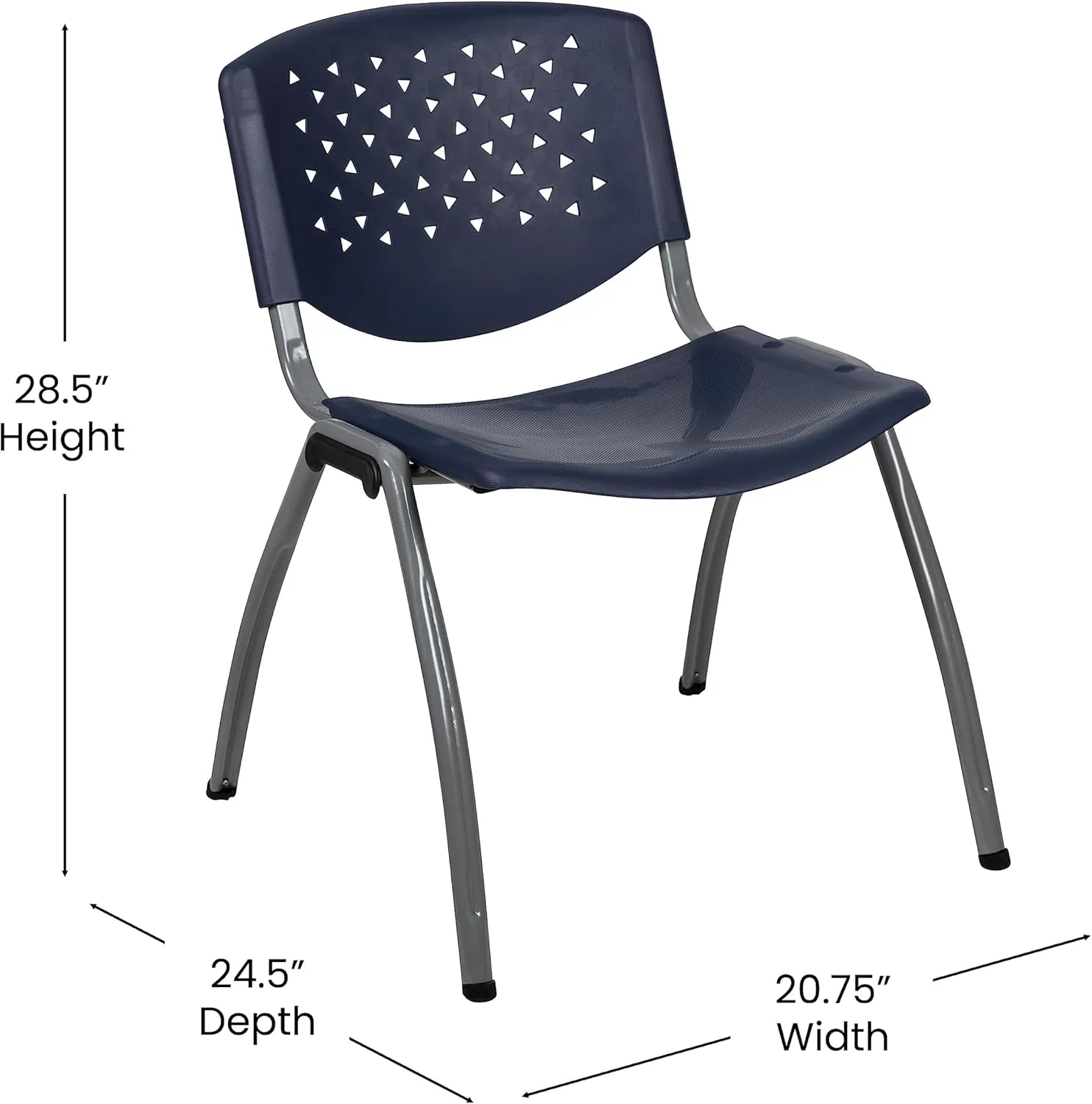 Flash Furniture Hercules Series Plastic Contoured Lobby Chairs with Perforated Backs, Ergonomic Stacking Chairs for Offices, Set of 5, Navy