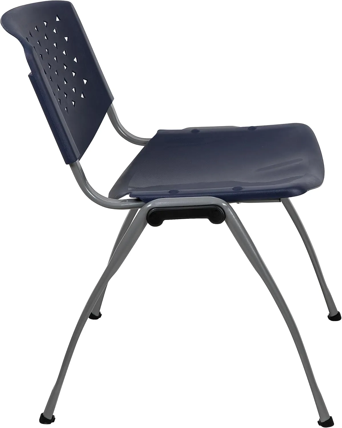 Flash Furniture Hercules Series Plastic Contoured Lobby Chairs with Perforated Backs, Ergonomic Stacking Chairs for Offices, Set of 5, Navy