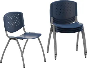 Flash Furniture Hercules Series Plastic Contoured Lobby Chairs with Perforated Backs, Ergonomic Stacking Chairs for Offices, Set of 5, Navy