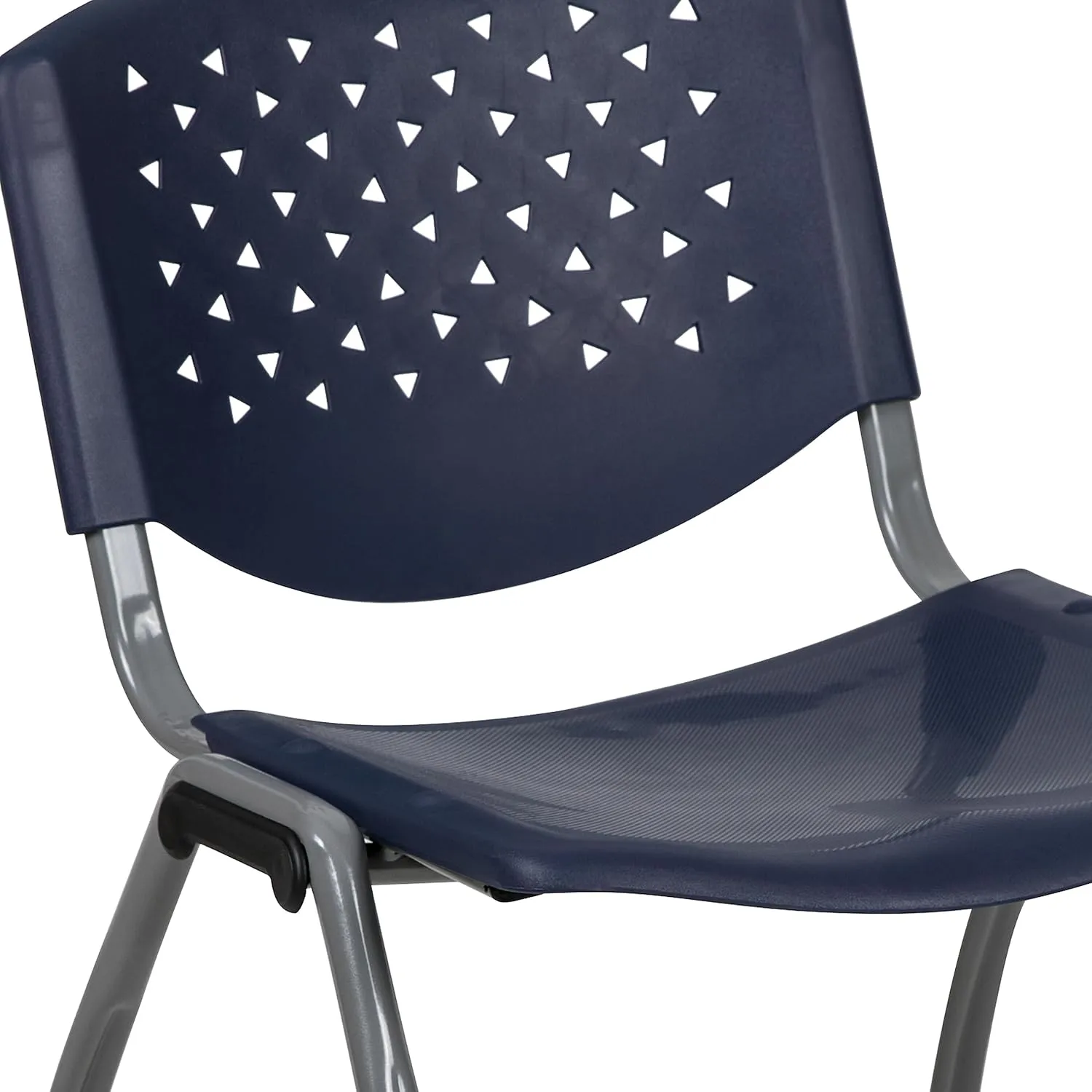 Flash Furniture Hercules Series Plastic Contoured Lobby Chairs with Perforated Backs, Ergonomic Stacking Chairs for Offices, Set of 5, Navy
