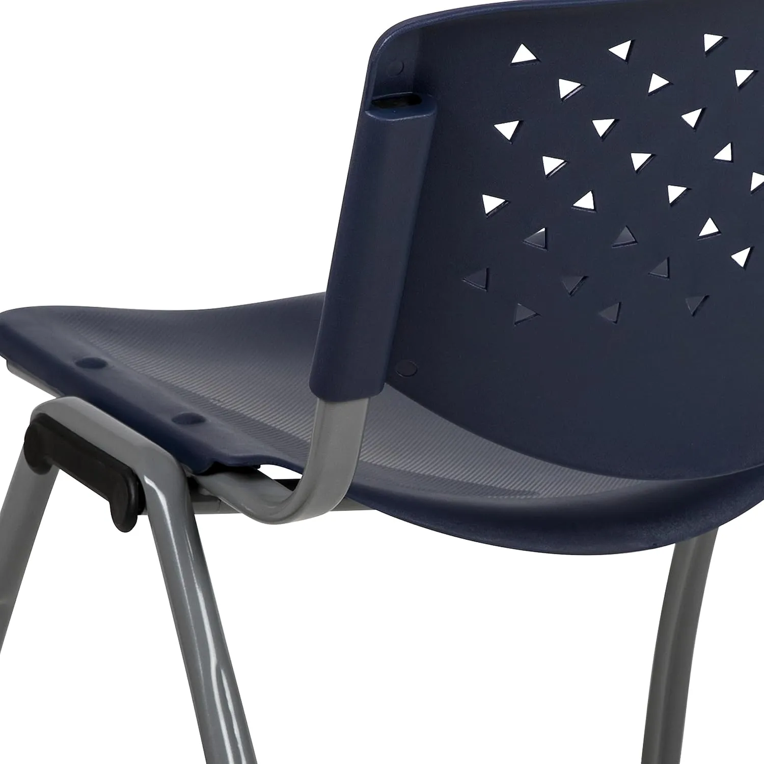 Flash Furniture Hercules Series Plastic Contoured Lobby Chairs with Perforated Backs, Ergonomic Stacking Chairs for Offices, Set of 5, Navy