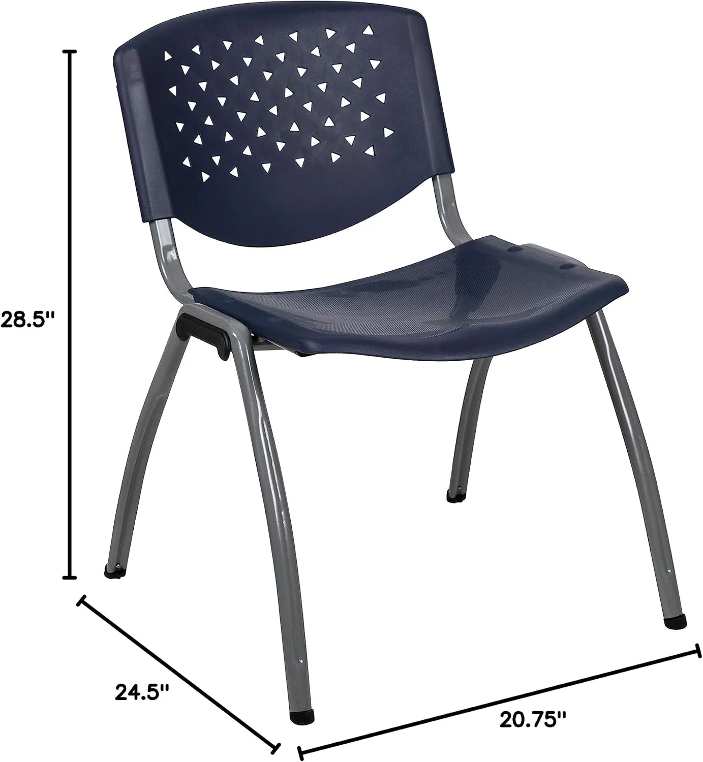 Flash Furniture Hercules Series Plastic Contoured Lobby Chairs with Perforated Backs, Ergonomic Stacking Chairs for Offices, Set of 5, Navy
