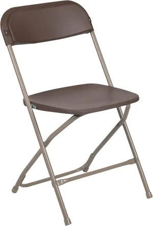 Flash Furniture Hercules Series Plastic Folding Chair Brown - 10 Pack 650LB Weight Capacity Comfortable Event Chair-Lightweight Folding Chair