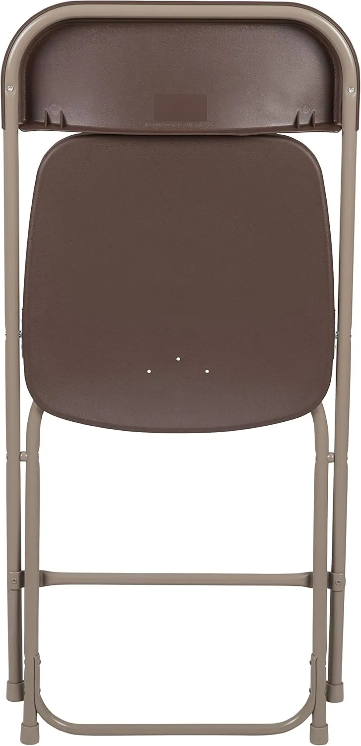 Flash Furniture Hercules Series Plastic Folding Chair Brown - 10 Pack 650LB Weight Capacity Comfortable Event Chair-Lightweight Folding Chair