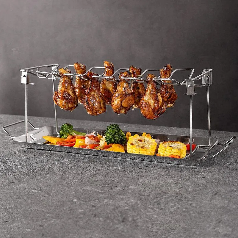 Foldable Stainless Steel Barbecue Grill Rack for Chicken Legs Outdoor Cooking