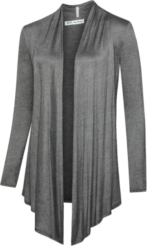 Free to Live 3 Pack Long Sleeve Cardigan for Women Open Front Dressy Casual Fall Draped Lightweight Sweaters Cover Up Shrugs