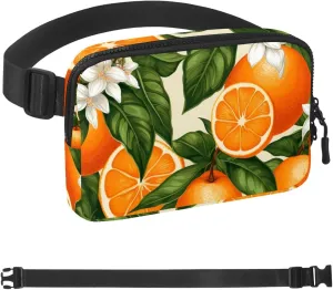 Fresh Flowers and Oranges-697 Crossbody Fanny Pack for Men&Women,Belt Bag for Travel Casual Walking Running Hiking Cycling