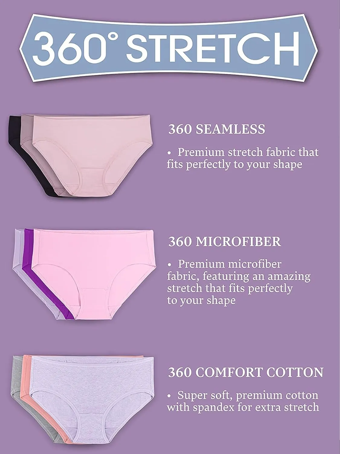 Fruit of the Loom Women's 5 Pack Microfiber Hi-cut Panties