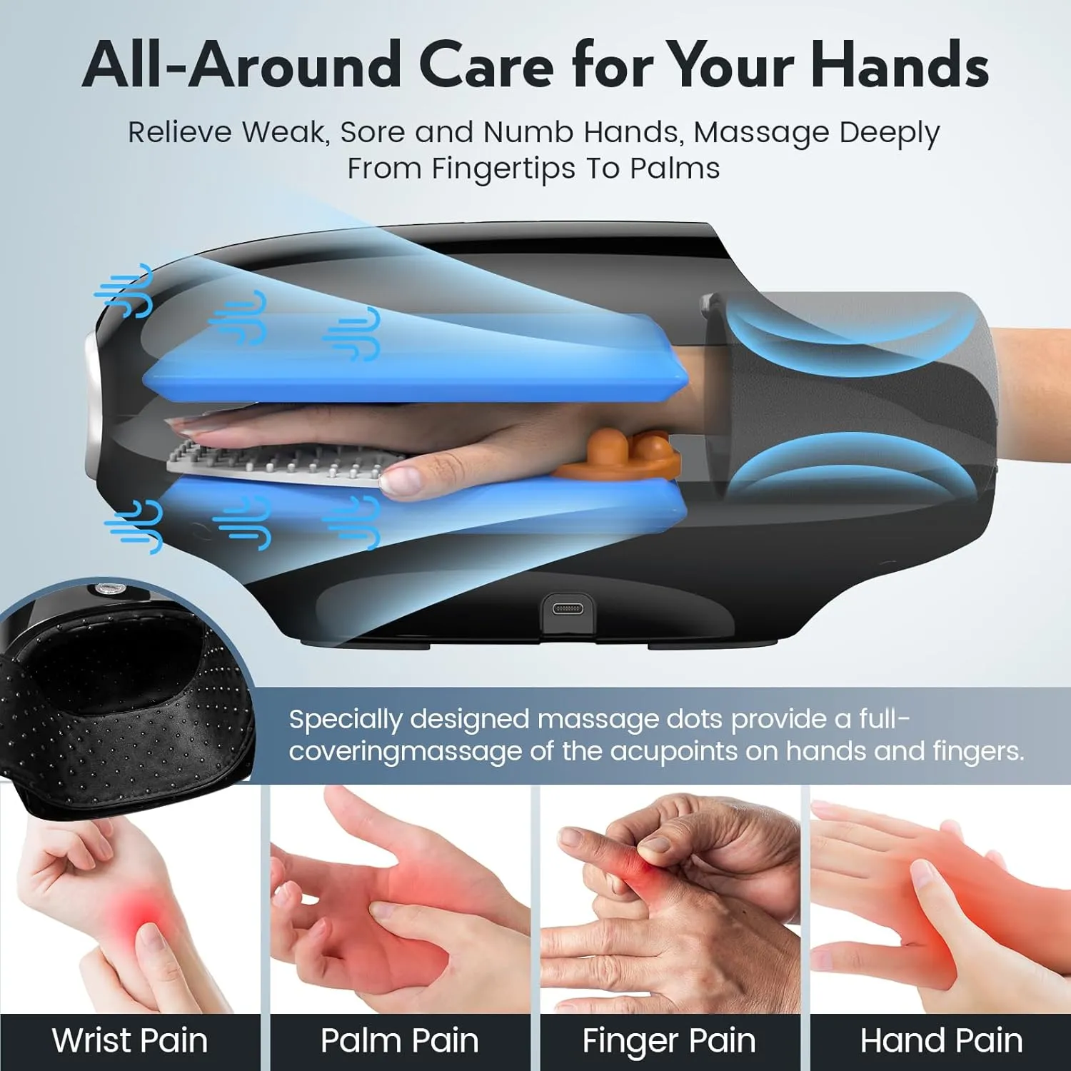 FSA HSA Eligible Hand Massager with Kneading Rollers Massage for Arthritis Carpal Tunnel Pain Relief,Cordless Handheld Massager Machine with Heat and Compression & Kneading Massage,Gifts for Women Men