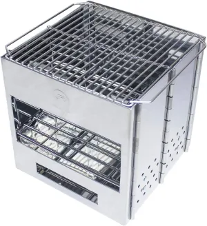 Fujimi Sangyo Compact All-Purpose Grill, Baking and Cooking, Fire Grill, Silver, Main Body: Approx. W7.9 x D7.9 x H8.1 inches (200 x 200 x 205 mm), Thickness 0.02 inches (0.6 mm)