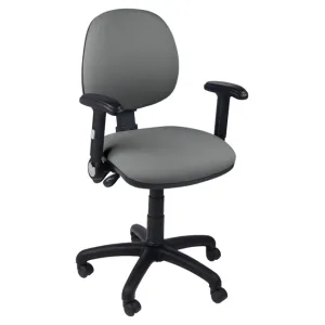 Function operator chair, mid back, black base, folding arms, standard castor, fabric upholstery, grey