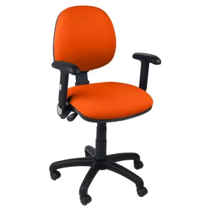 Function operator chair, mid back, black base, folding arms, standard castor, fabric upholstery, orange