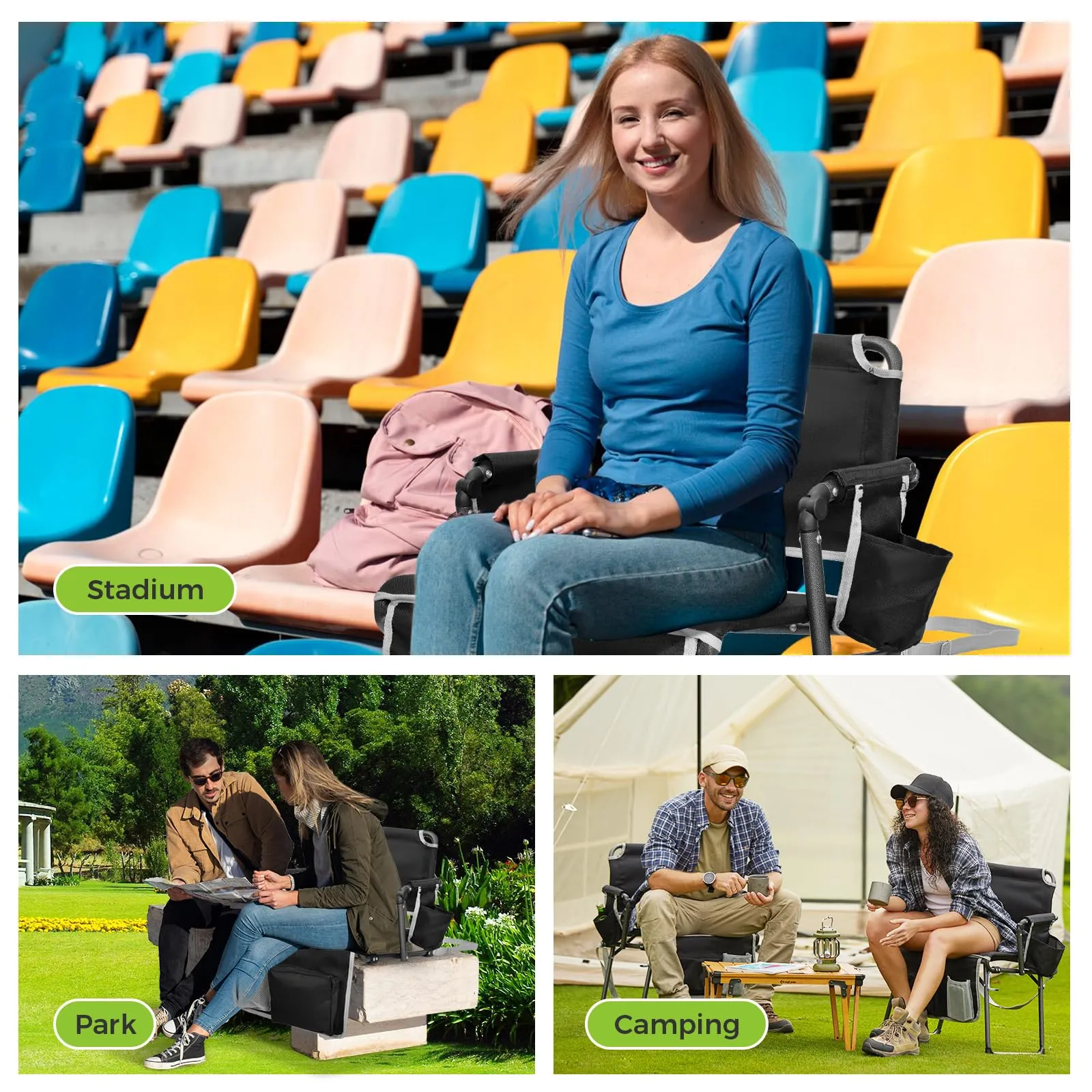 FUNDANGO Stadium Seat for Bleachers with Back Support