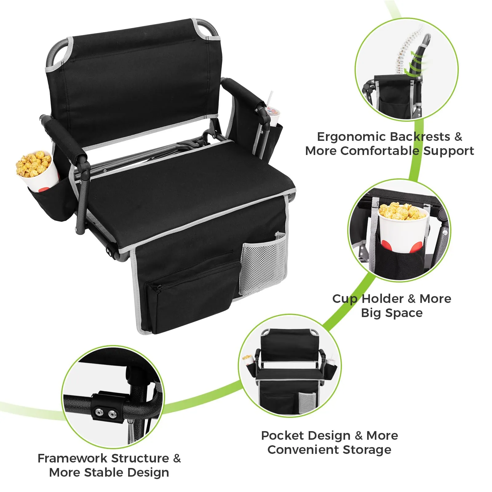 FUNDANGO Stadium Seat for Bleachers with Back Support