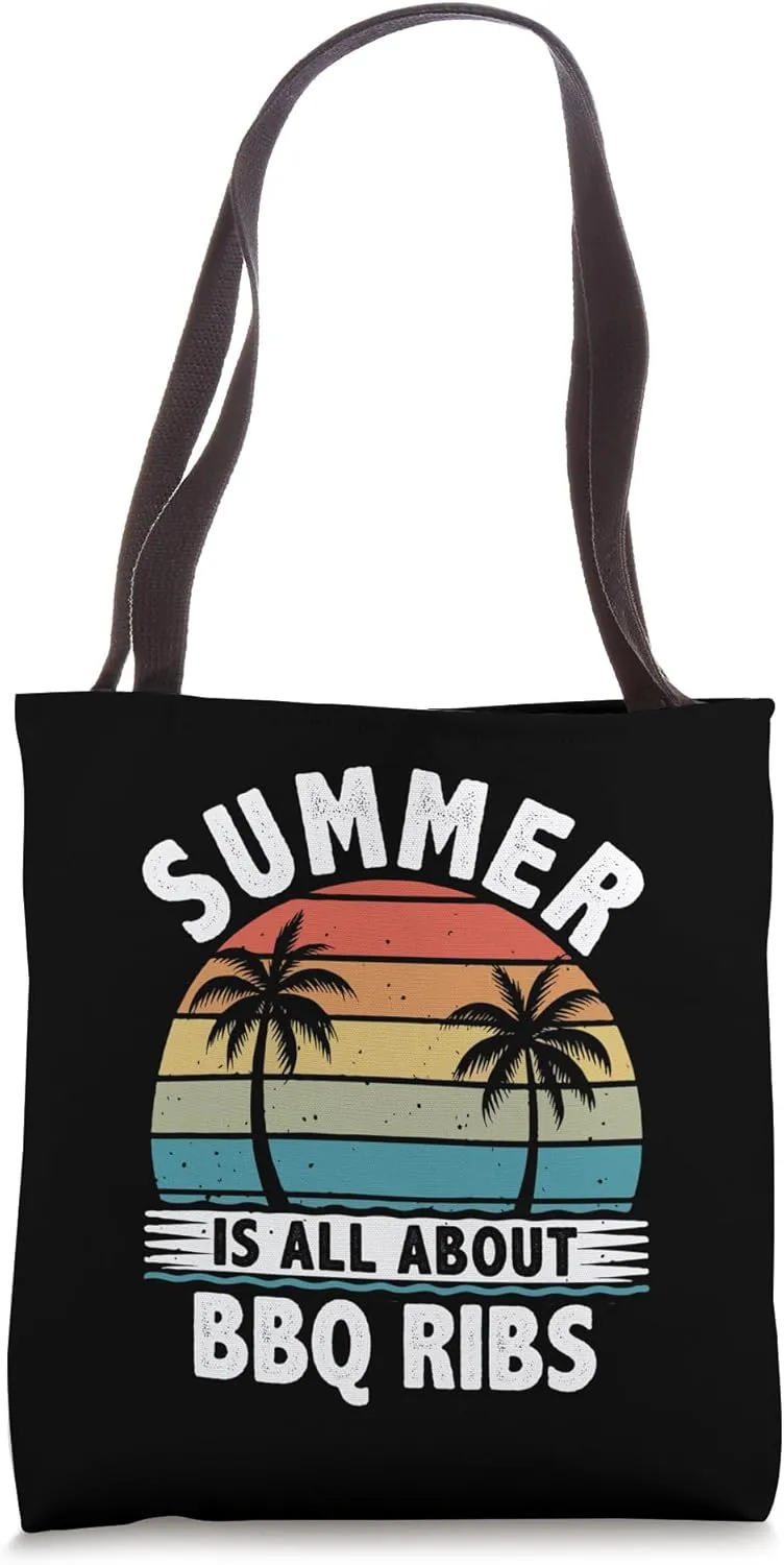 Funny Grill BBQ Ribs Summer Barbecue for Backyard Cookouts Tote Bag