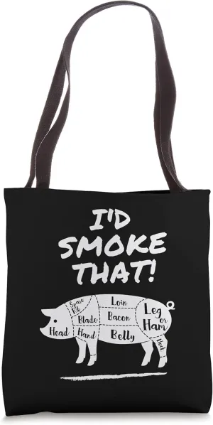 Funny Grill Chef BBQ Pellet Smoker Pork Pig Gift Tote Bag