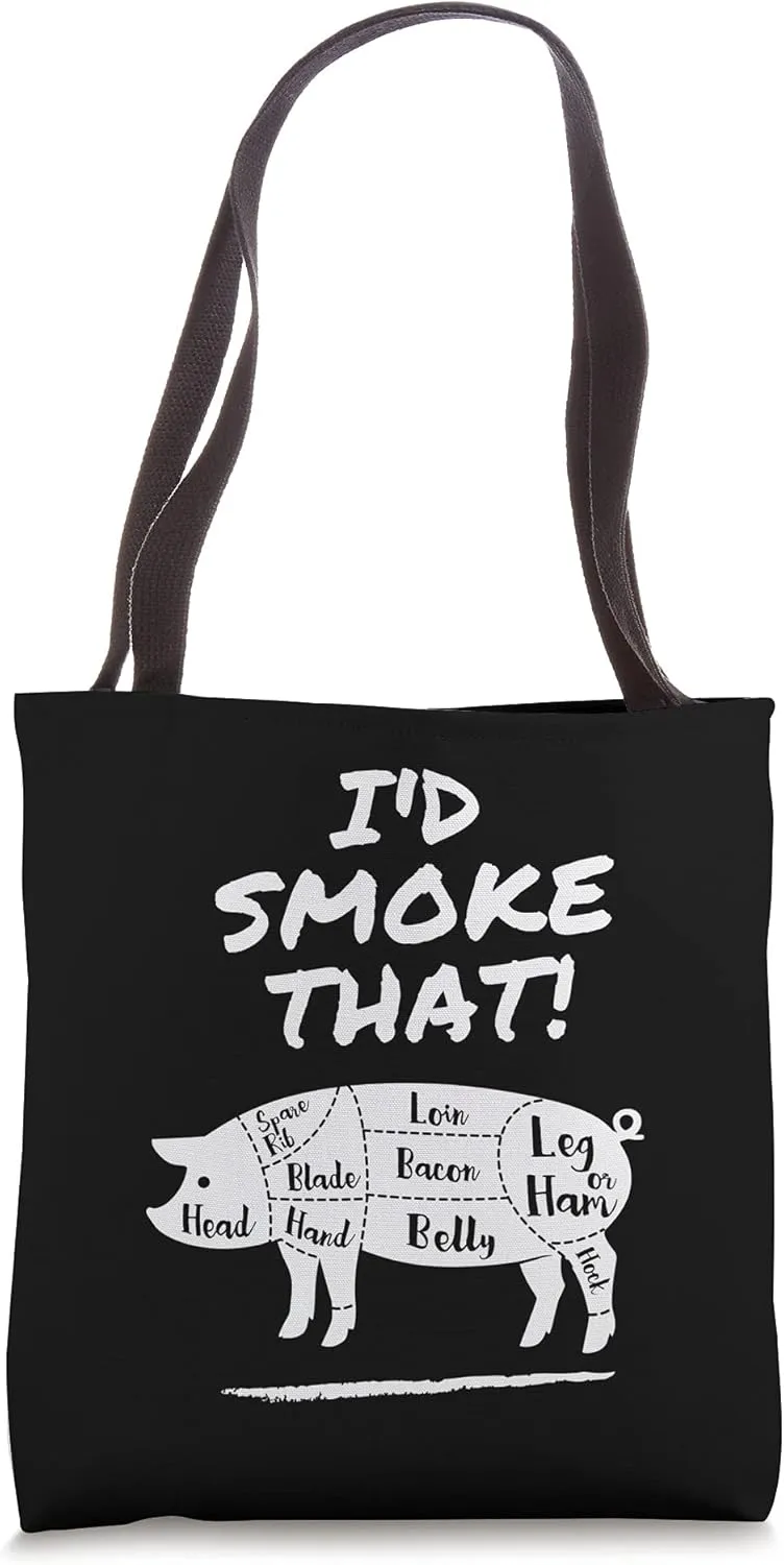 Funny Grill Chef BBQ Pellet Smoker Pork Pig Gift Tote Bag