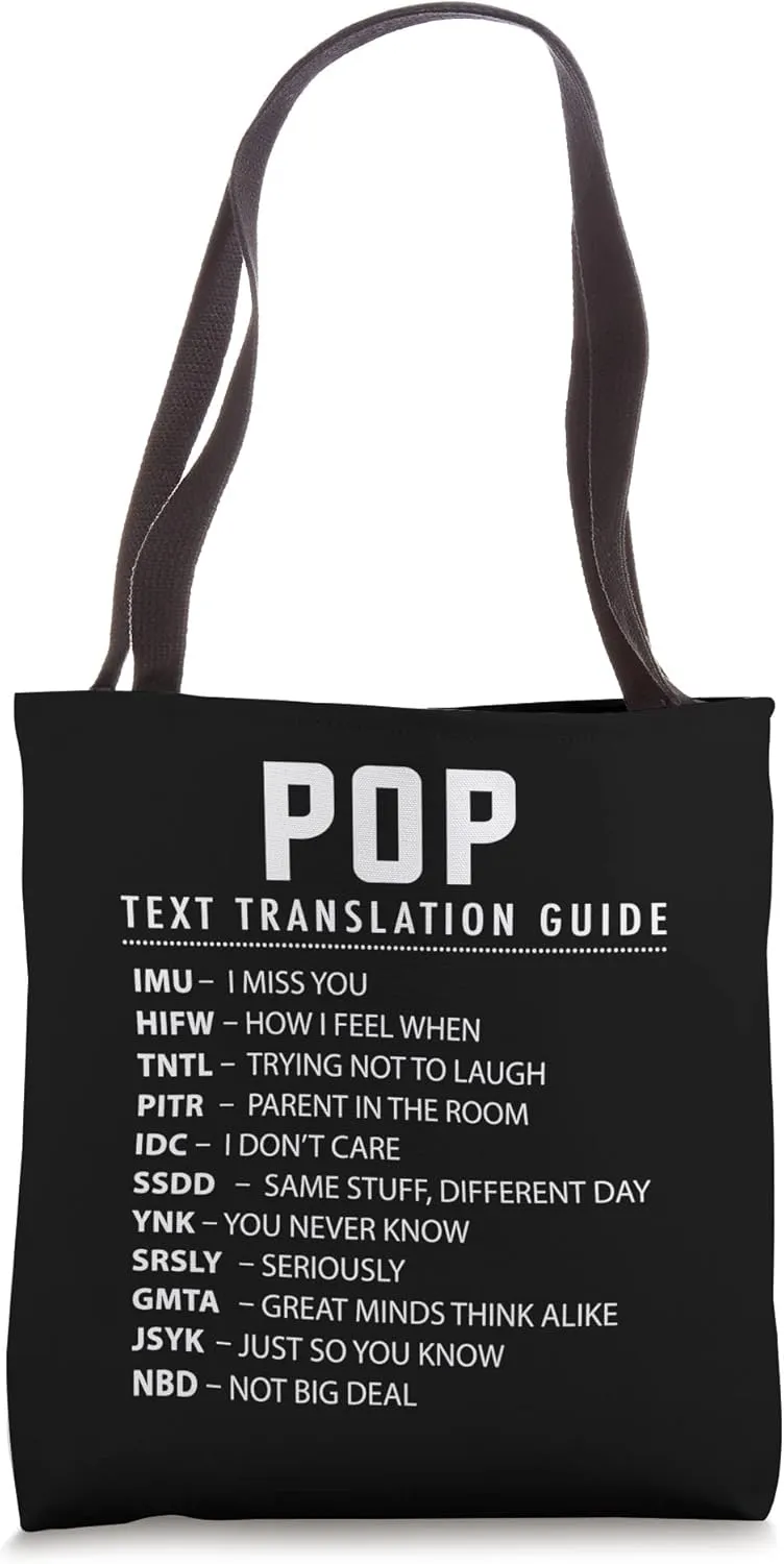 Funny Pop Text Slang Acronyms Translation Guide For Grandpa Tote Bag