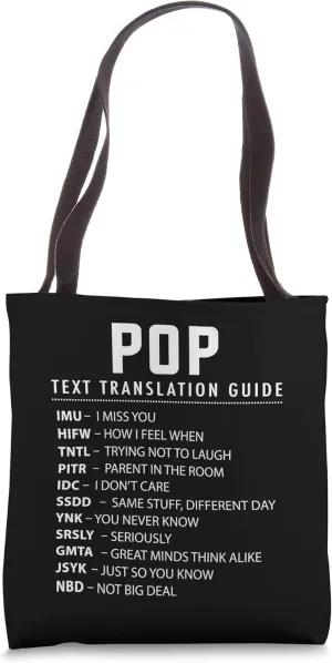 Funny Pop Text Slang Acronyms Translation Guide For Grandpa Tote Bag