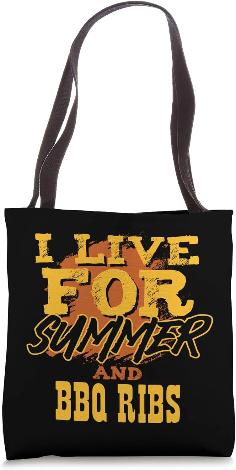 Funny Summer Barbecue for Backyard Cookouts Grill BBQ Ribs Tote Bag