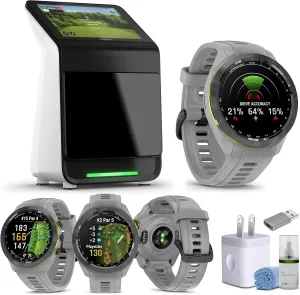 Garmin Approach R50 Premium Golf Launch Monitor and Simulators with Carrying Case, Advanced Ball and Club Metrics   Garmin Approach S70 Premium GPS Golf WatchS, Gray (42mm) Bundle