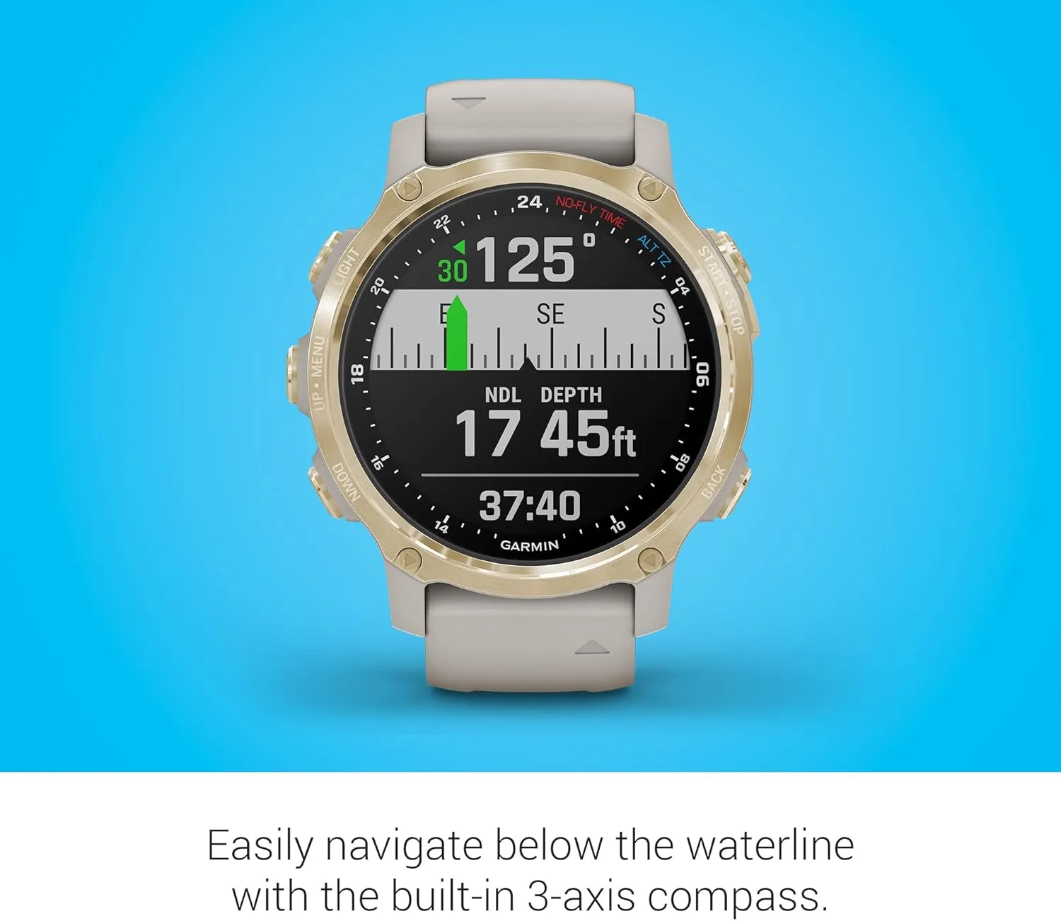 Garmin Descent Mk2S, Smaller-Sized Watch-Style Dive Computer, Multisport Training/Smart Features, Light Gold with Light Sand Silicone Band, (010-02403-00) (Renewed)