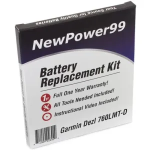 Garmin Dezl 760LMT-D Battery Replacement Kit with Tools, Video Instructions, Extended Life Battery and Full One Year Warranty