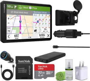 Garmin Dezl Cam OTR725 GPS Truck Navigator with Dash Cam 7" Display Touchscreen, Commercial GPS Navigation for Semi-Truck Driver Bundle with 32GB SD Memory Card   LCD Cleaning Kit   More Accessories