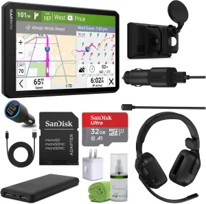 Garmin Dezl Cam OTR725 GPS Truck Navigator with Dash Cam 7" Large Display Touchscreen, Commercial GPS Navigation for Semi-Truck Drivers, Bundle with dēzl Headset 210 Premium 2-in-1 Trucking Headset