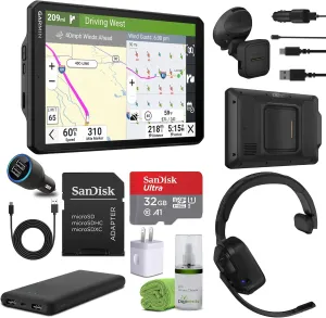 Garmin Dezl OTR820 GPS Truck Navigator 8" Display Touchscreen, Commercial GPS Navigation for Semi-Truck Drivers, Bundle with 32GB SD Memory Card   dēzl Headset 110 Premium Trucking Headset   More