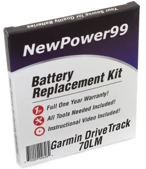 Garmin DriveTrack 70LMT Battery Replacement Kit with Tools, Video Instructions and Extended Life Battery
