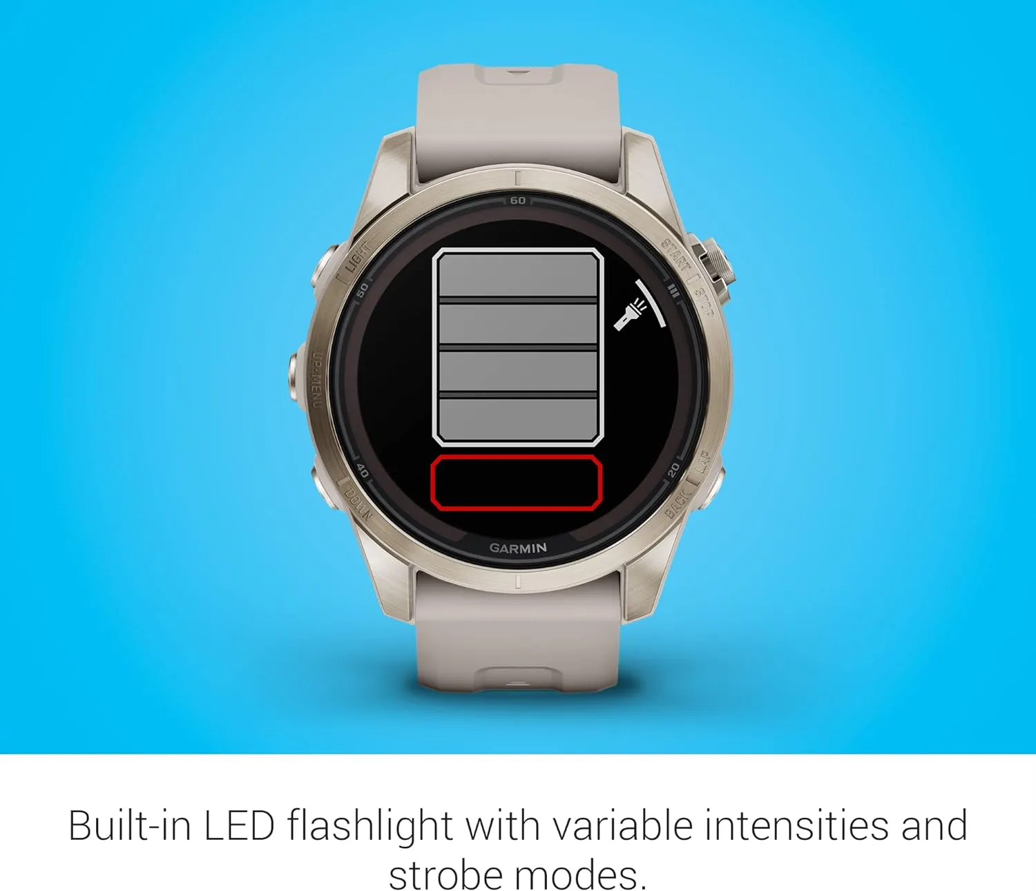 Garmin fēnix 7S Pro Sapphire Solar, Multisport GPS Smartwatch, Built-in Flashlight, Solar Charging Capability, Sand