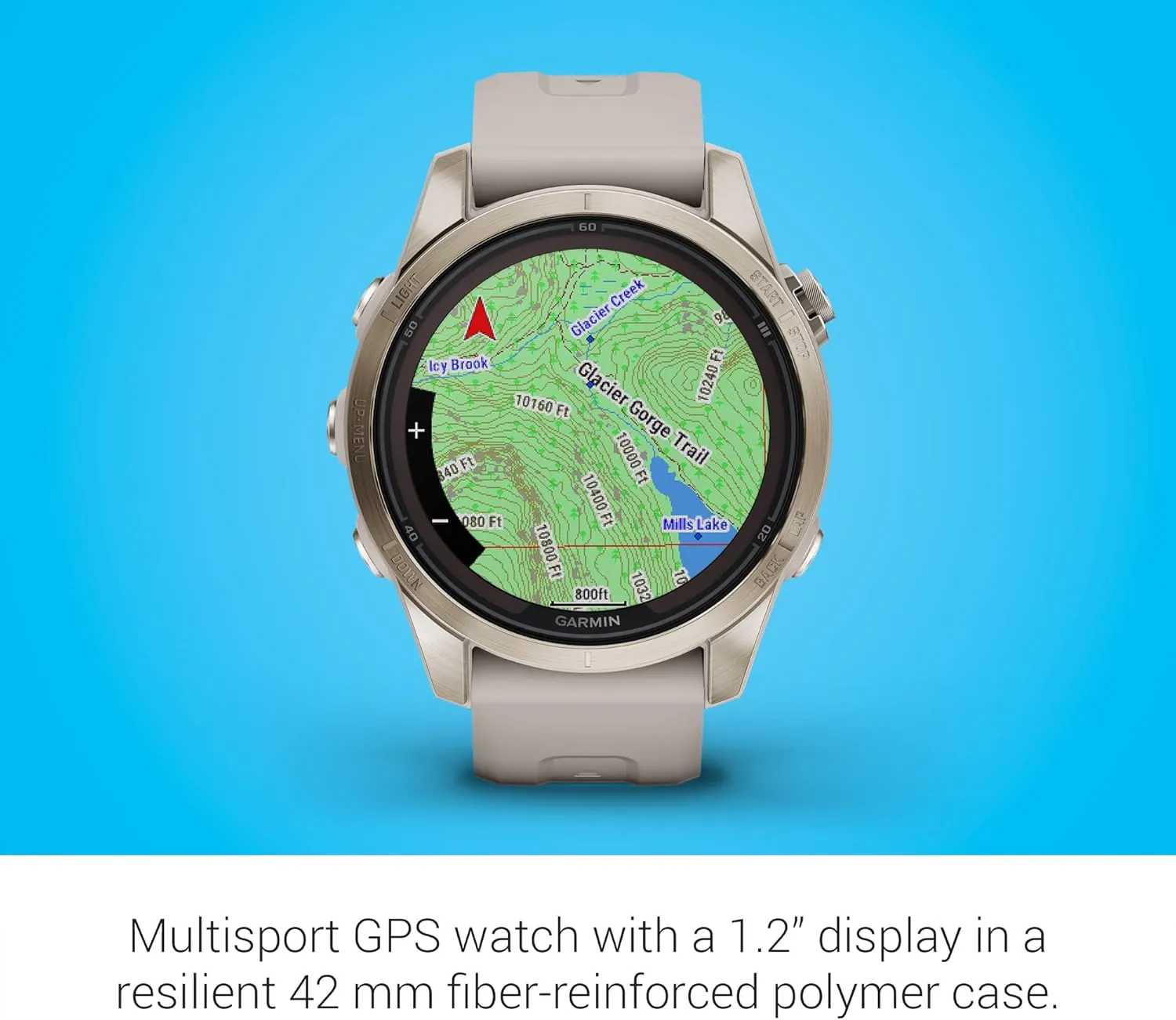 Garmin fēnix 7S Pro Sapphire Solar, Multisport GPS Smartwatch, Built-in Flashlight, Solar Charging Capability, Sand