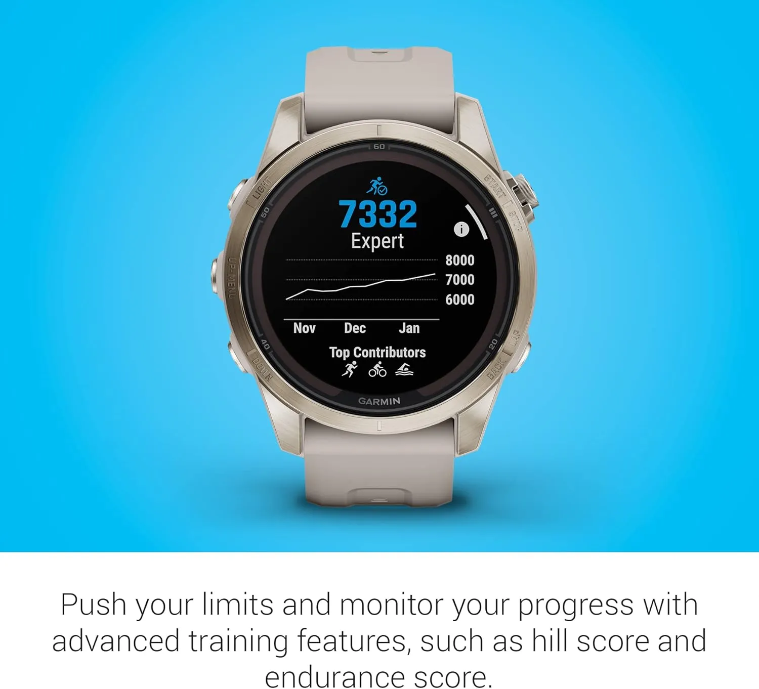 Garmin fēnix 7S Pro Sapphire Solar, Multisport GPS Smartwatch, Built-in Flashlight, Solar Charging Capability, Sand
