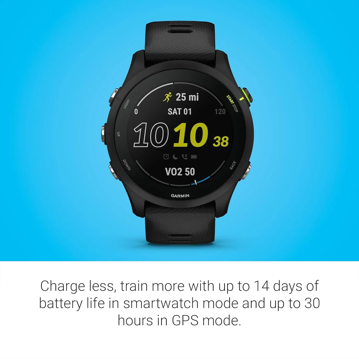 Garmin Forerunner® 255 Music, GPS Running Smartwatch with Music, Advanced Insights, Long-Lasting Battery, Black - 010-02641-20