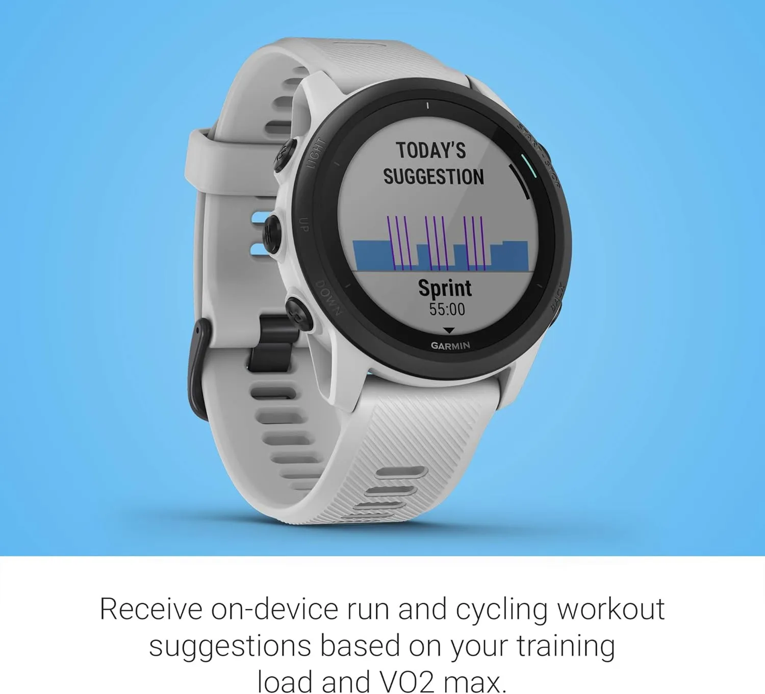 Garmin Forerunner 745, GPS Running Watch, Detailed Training Stats and On-Device Workouts, Essential Smartwatch Functions, Whitestone (Renewed)