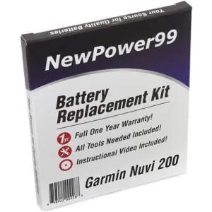 Garmin Nuvi 200 Battery Replacement Kit with Tools, Video Instructions, Extended Life Battery and Full One Year Warranty