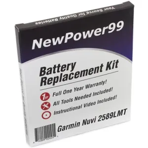 Garmin Nuvi 2589LMT Battery Replacement Kit with Tools, Video Instructions, Extended Life Battery and Full One Year Warranty
