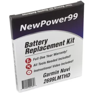 Garmin Nuvi 2699LMTHD Battery Replacement Kit with Tools, Video Instructions, Extended Life Battery and Full One Year Warranty