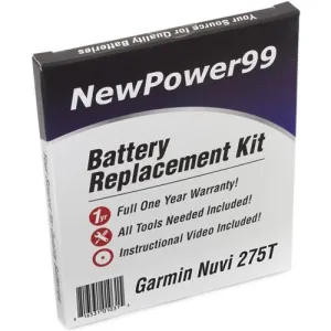 Garmin Nuvi 275T Battery Replacement Kit with Tools, Video Instructions, Extended Life Battery and Full One Year Warranty