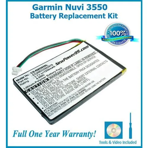 Garmin Nuvi 3550 Battery Replacement Kit with Tools, Video Instructions, Extended Life Battery and Full One Year Warranty