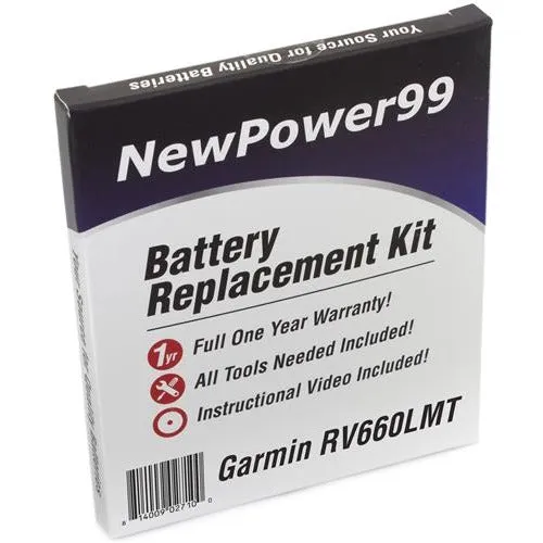 Garmin RV 660LMT Battery Battery Replacement Kit with Tools, Video Instructions, Extended Life Battery and Full One Year Warranty