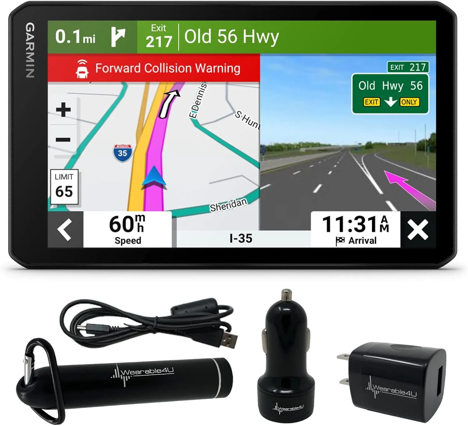 Garmin RV Cam 795, Large, Easy-to-Read 7” GPS RV Navigator, Built-in Dash Cam, Automatic Incident Detection, Custom RV Routing with Wearable4U Power Pack Bundle