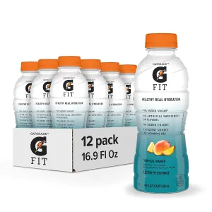 Gatorade Fit Electrolyte Beverage, Healthy Real Hydration, Tropical Mango, 16.9.oz Bottles (12 Pack)